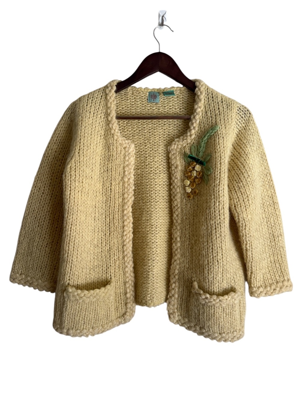 Anthropologie HWR Mohair Blend Yellow Cardigan Sz L